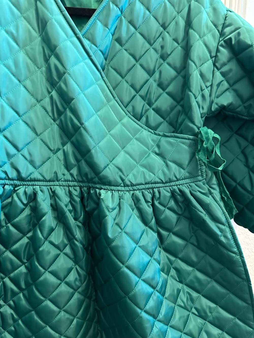 Quilted Wrap Midi Dress in Green(swipe to see color) - Picture 3 of 4